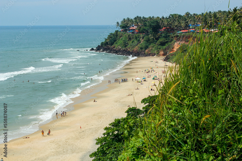 Main beach in Varkala, Kerala. India