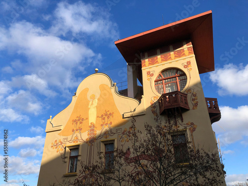 Photography Cool art nouveau house with square tower