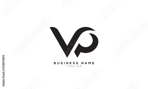 VP, PV, VQ, QP, Abstract initial monogram letter alphabet logo design