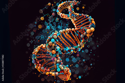 Abstract colorful DNA background, Generative AI