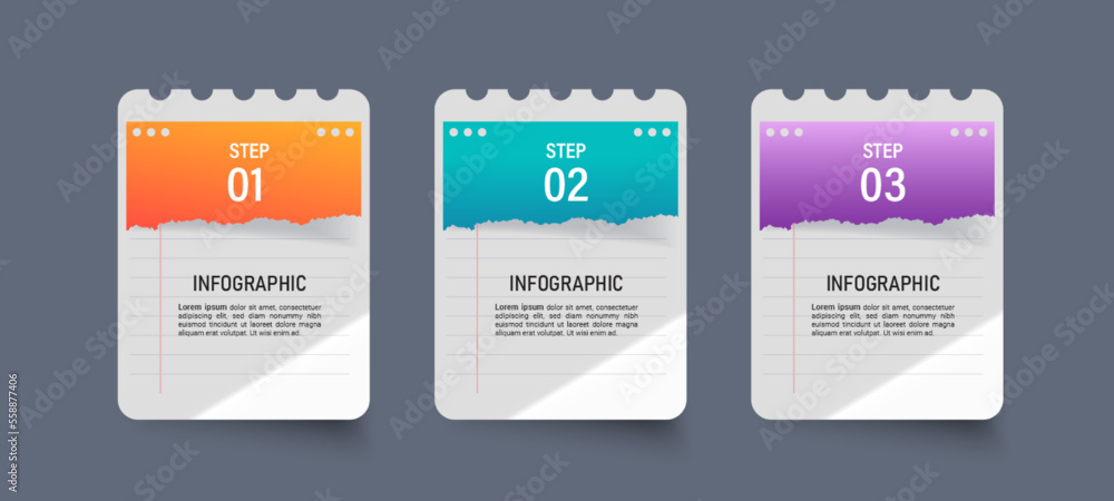 Business Infographic with note paper design vector.
Business Infographic with note paper design vector.