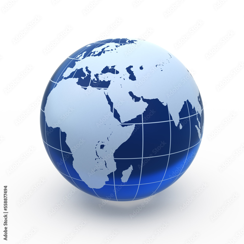 Obraz premium Blue Glass World render (isolated on wh,te and clipping path)