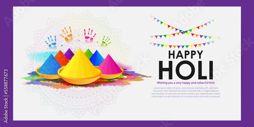 Vector illustration of Happy Holi festival greeting Festival of Colors