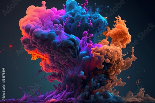 illustration of Colorful paint smoke on abstract black background © Jorge Ferreiro