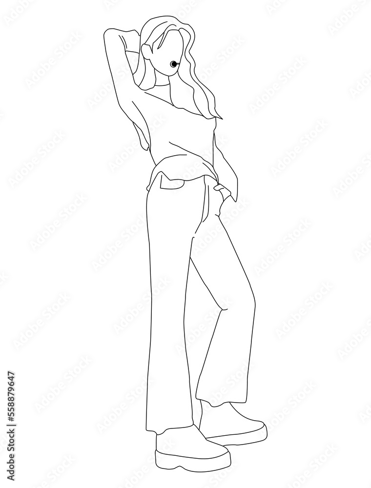 beautiful kpop idol image with elegant pose, editable vector illustration eps.10 beautiful kpop idol image with elegant pose, editable vector illustration eps.10