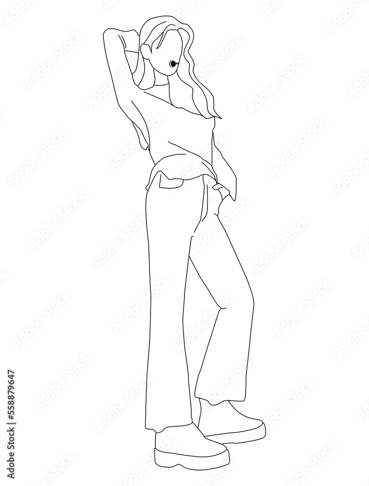 beautiful kpop idol image with elegant pose, editable vector illustration eps.10