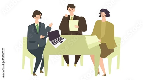 ミーティングをするビジネスパーソンのアニメーション