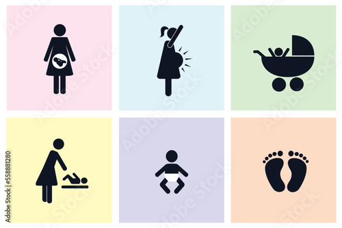 pictogram set with pregnant woman and baby icon