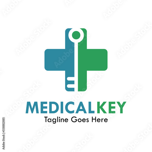 Medical key logo template illustration