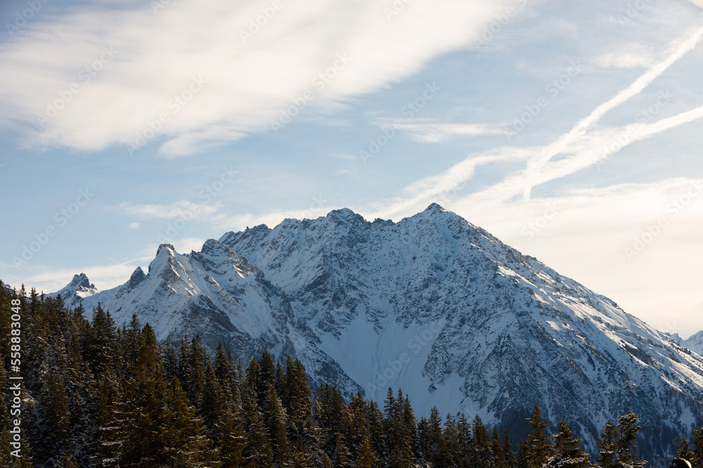 Snowy mountains landscape. Brandnertal, Austria Snowy mountains landscape. Brandnertal, Austria