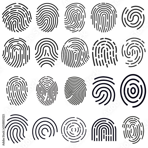 Fingerprint icon vector set. Dactylogram illustration sign collection. Security symbol. Password logo.