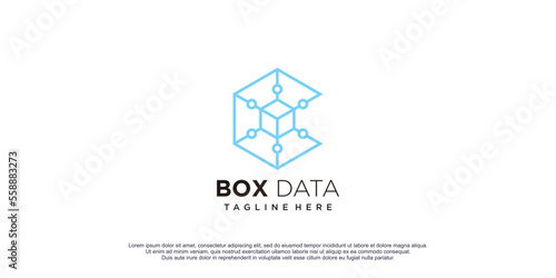 Box data logo with creative concept design icon vector illustration