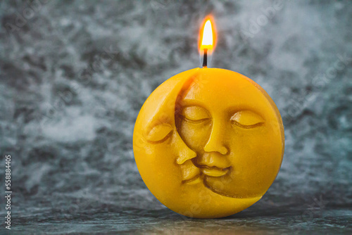 фотографія Sun and moon natural beeswax candle for witchcraft