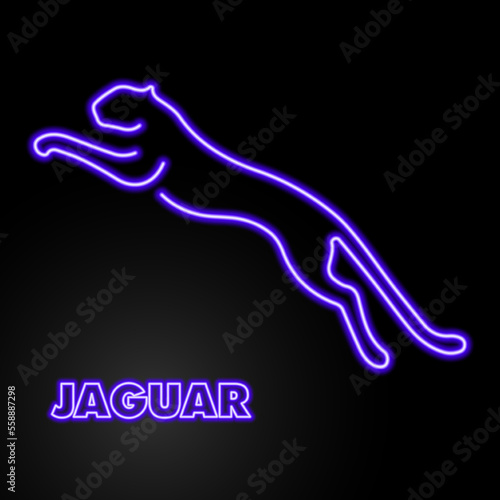jaguar neon sign, modern glowing banner design, colorful modern design trends on black background. Vector illustration. © Oleh