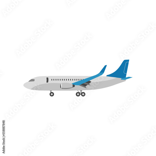 Aircraft isolated on white background. Airplane flat vector. Aerospace or aviation industry concept