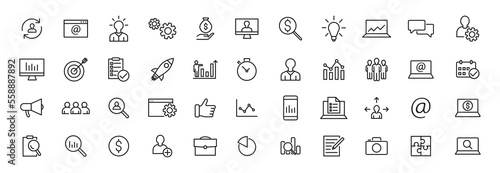 Business linear icons set. Finance and money