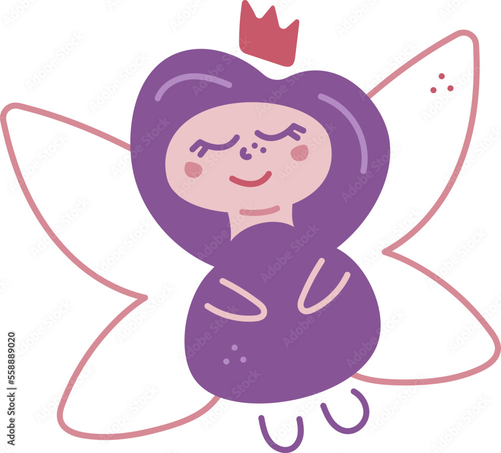 Fairy doodle1. Cute single fairy princess character. Cartoon color vector illustration. Fairy doodle1. Cute single fairy princess character. Cartoon color vector illustration.