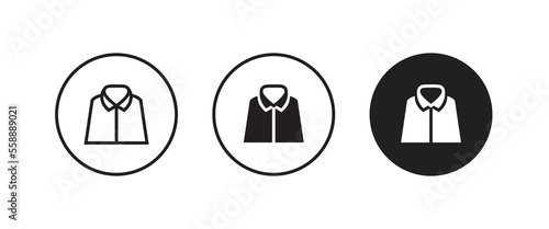 Uniform Male dress shirt icon. Shirt and tie icon suit men formal business wear icon symbol logo illustration, editable stroke, flat design style isolated on white
