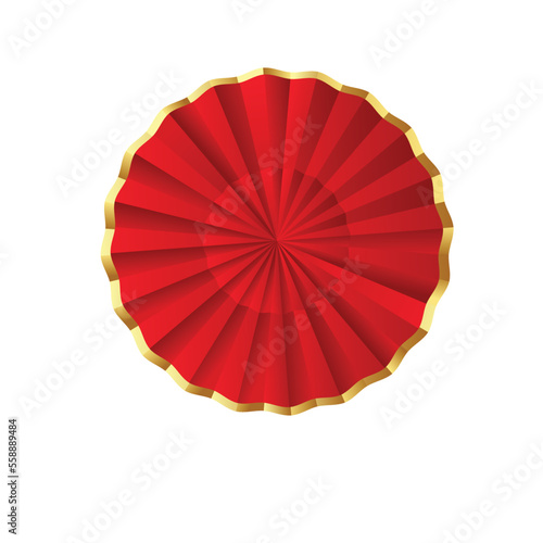 Japanese and Chinese Hand fans set .Traditional oriental red and gold hand fan collection. Chinese new year background empty display scene presentation for product 