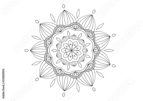 Flower mandala picture, white background. ethnic decorative elements