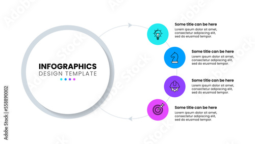 Infographic template. Circle with line and 4 steps. Vector