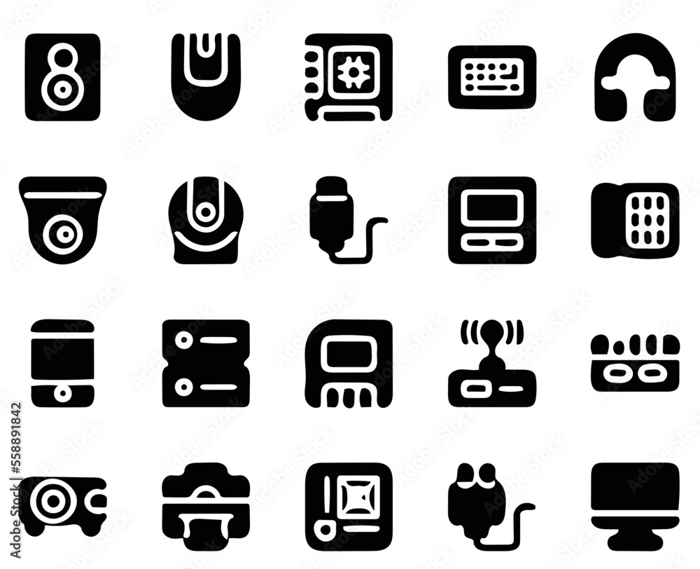 vector illustration, hardware icon set, component icon set, electronic icon set, solid icon vector illustration, hardware icon set, component icon set, electronic icon set, solid icon
