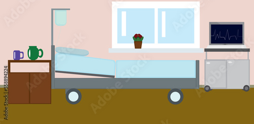 A bed in a hospital ward