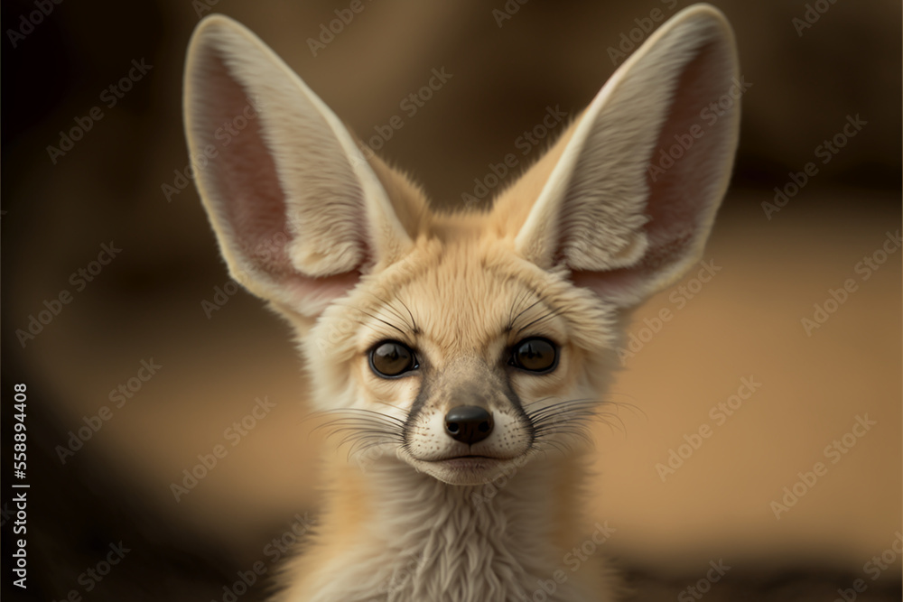 Fennec fox, fox native to North African deserts. Generative AI.