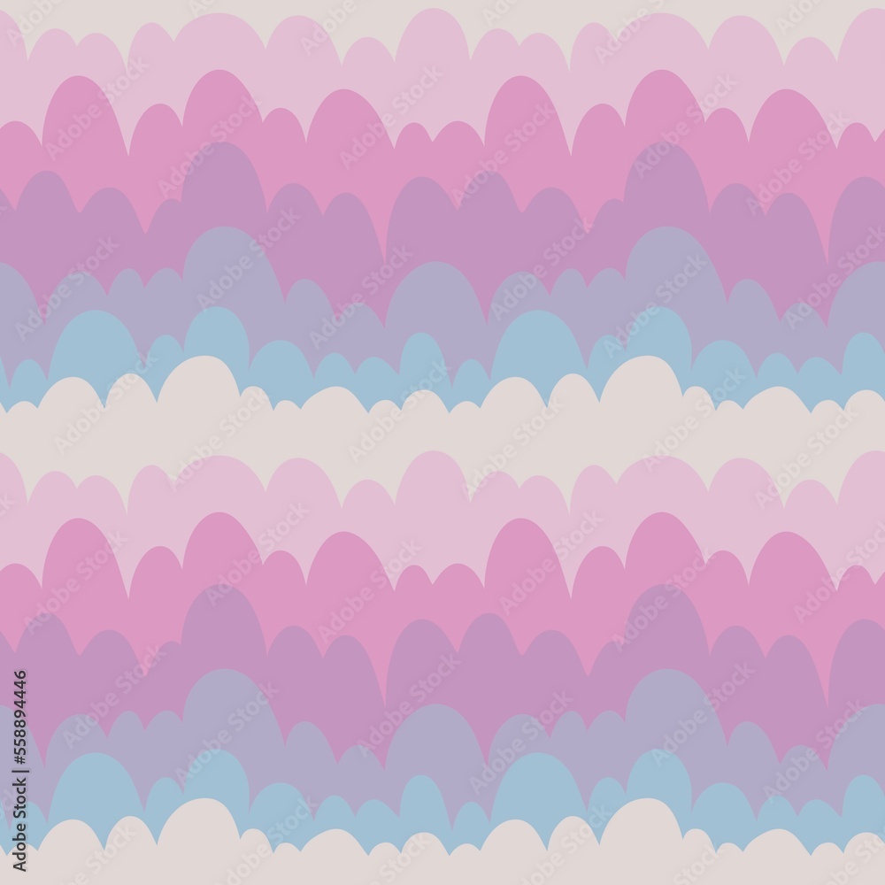 Seamless waves pattern with cartoon clouds for wallpaper and fabrics and packaging and linens and kids Seamless waves pattern with cartoon clouds for wallpaper and fabrics and packaging and linens and kids
