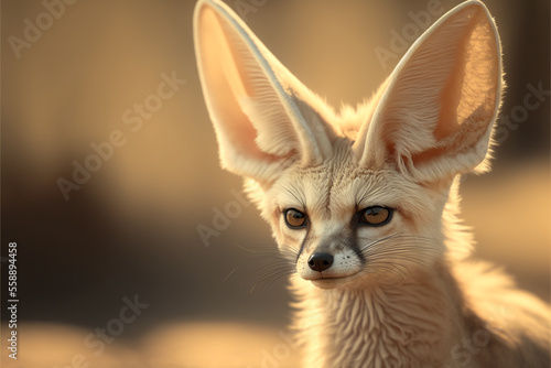 Fennec fox  fox native to North African deserts. Generative AI.