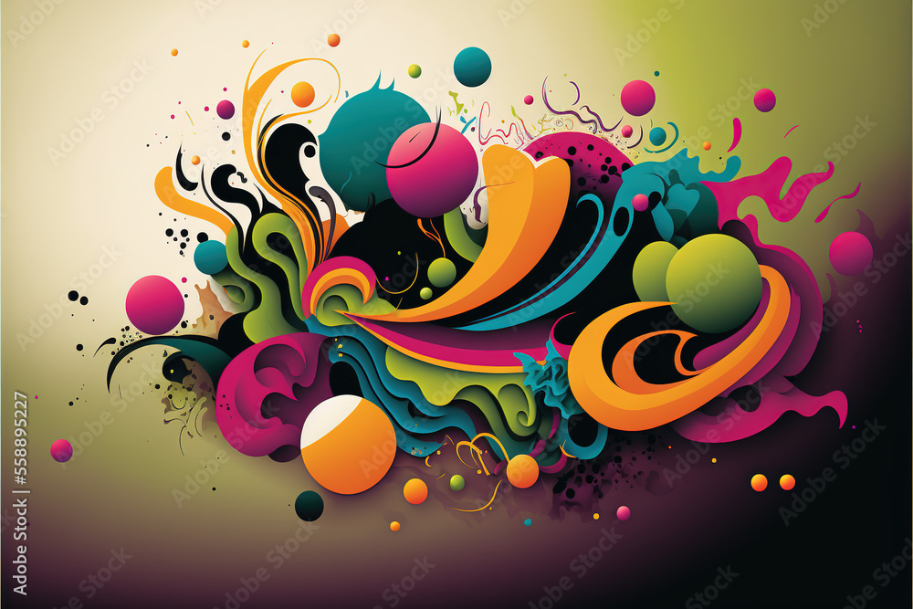 floating graffiti style background art work, created with generative ai technology Stock