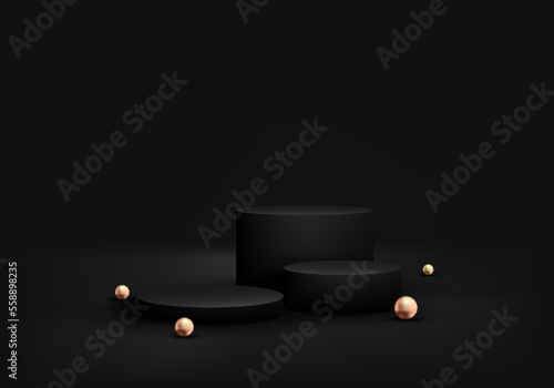 3D realistic empty black cy...