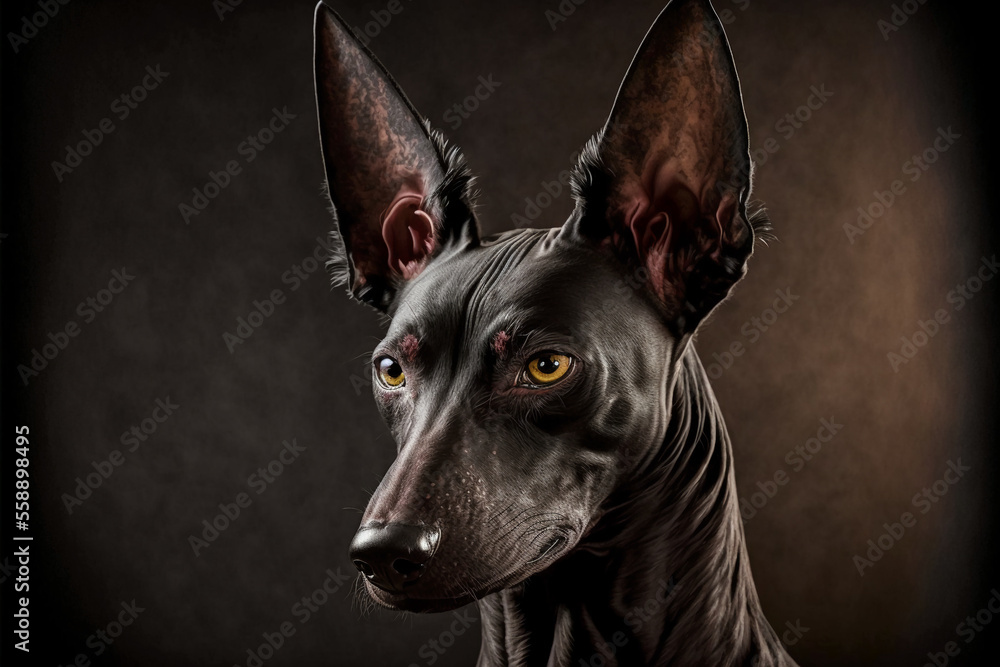 Xoloitzcuintli, breed of dog native to Mexico. Hairless dog. Generative
