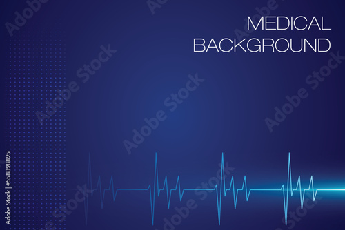 Medical blue background with ECG Graph