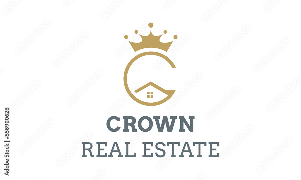 Vector vector architectural city building with initial letter c queen crown for real estate apartment

