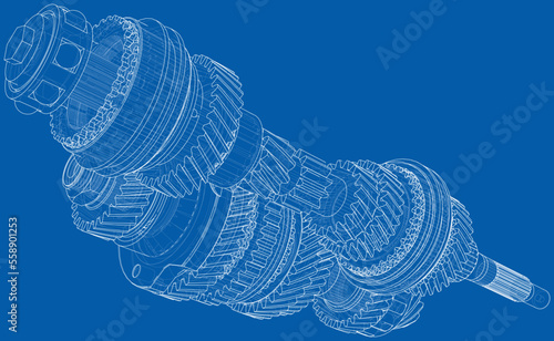 Gearbox sketch. Vector