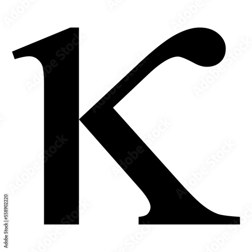 Greek alphabet symbol kappa on Transparent Background