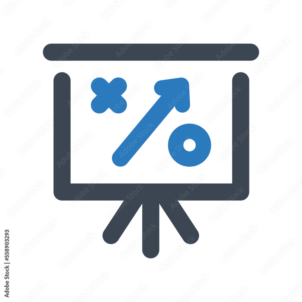 Strategy icon - vector illustration . Presentation, Plan, Planning, Strategy, Tactic, Training, Blackboard, line, outline, icons .