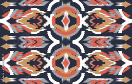 Oriental traditional ikat ethnic textile pattern Design for book cover,background,carpet,wallpaper,clothing,wrapping,Batik,fabric,Vector illustration embroidery style.
