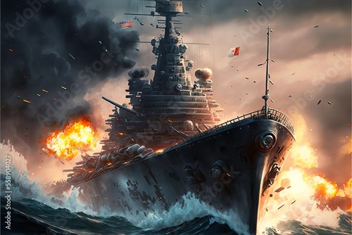 Stampa su tela Modern battleship courtesy of the Navy