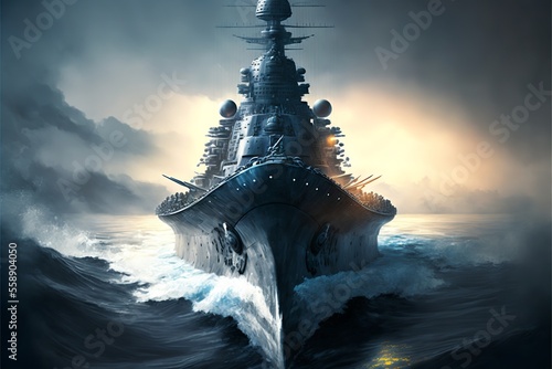 Fotografering Modern battleship courtesy of the Navy