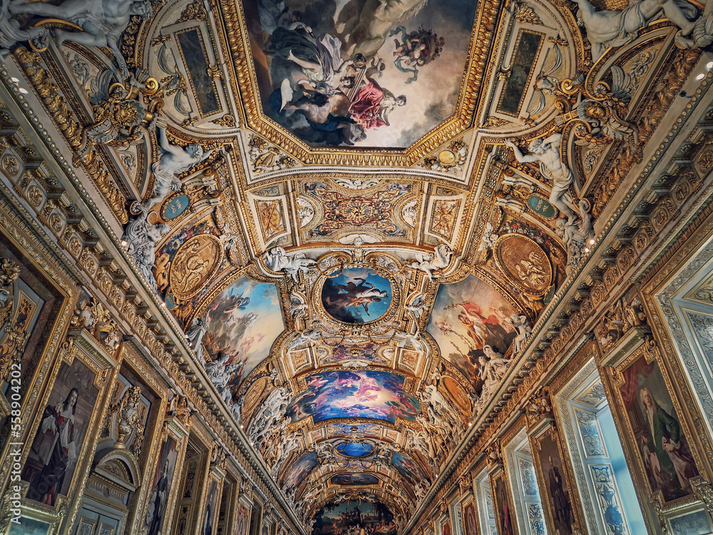 The Galerie d'Apollon a large and iconic room of the Louvre museum ...