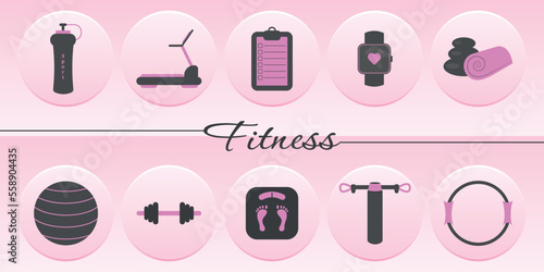 fitness, icon set, vector illustration