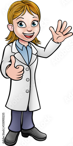 Cartoon Woman Scientist Doc...