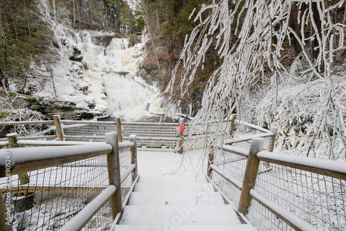 The three-tiered Raymondskill Falls is the tallest waterfall in Pennsylvania. Here it is shown on a snowy bitter cold December morning.  photo