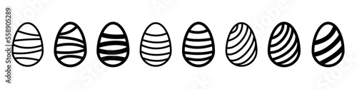 Easter egg. Easter icon. Egg vector set. Isolated black line egg hunt.