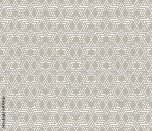 Jewish seamless pattern with line star within a star vector illustration