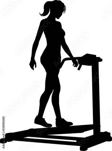 Gym Woman Silhouette Treadm...