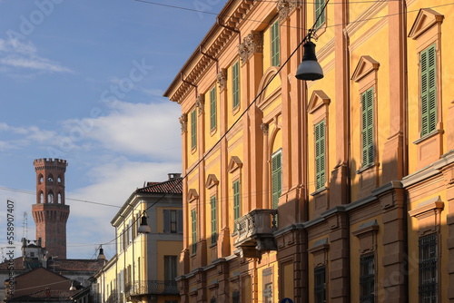 edifici storici colorati di vercelli in italia, historical colorful buildings of vercelli in italy  photo