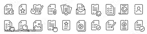 Document Symbol Set. Document vector icons isolated design. Paper document icon. Edit document symbol. Flat style icons set. Vector illustration